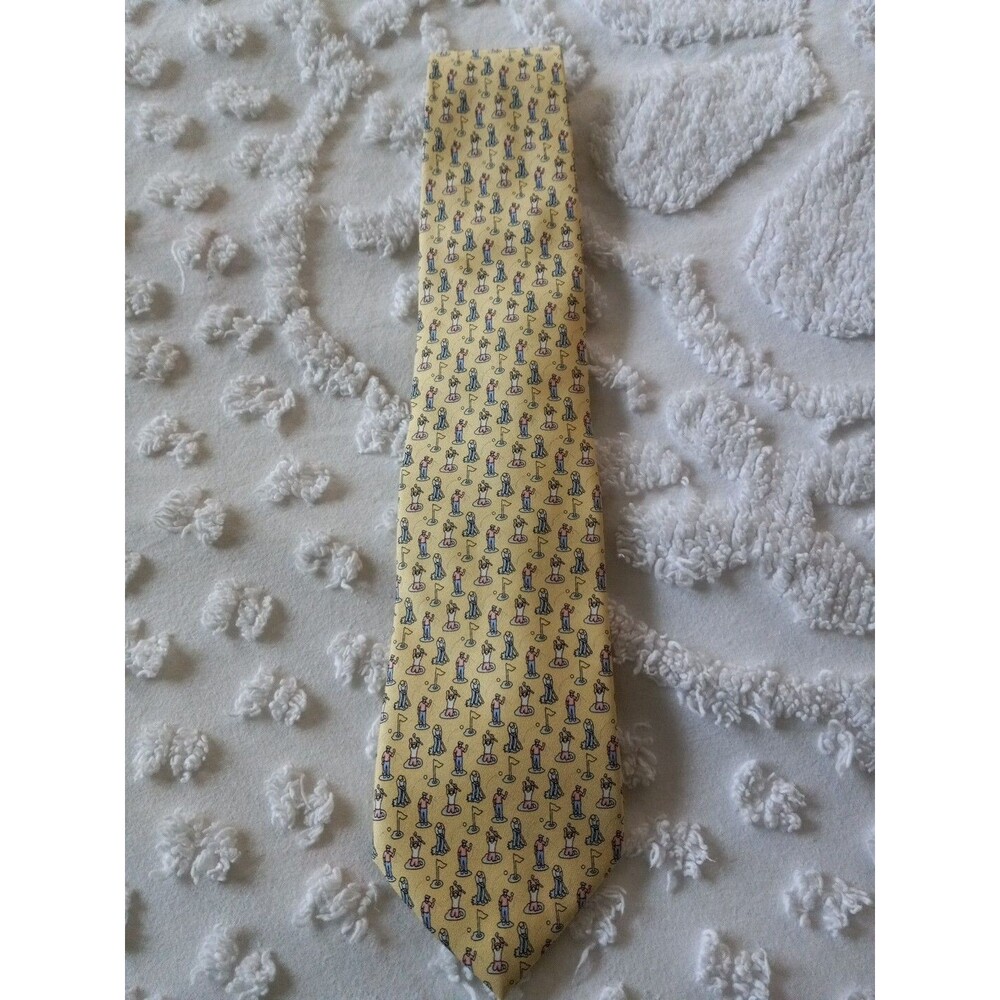 Martha Vineyard Vines Tee Time Spring Golf Golfer Silk Tie Yellow